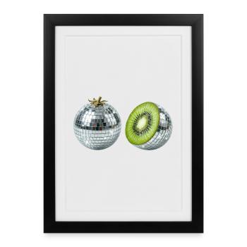 Balle Miroir Disco Kiwi - Affiche encadrée (27 × 37 cm) - noir - Devant