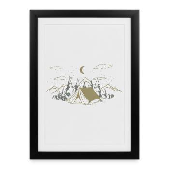 Night Camp Tent in Pines - Framed poster (27 × 37 cm) - black - Front