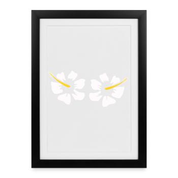 Cadeau de Noël de fleurs d’hibiscus hawaïen, fleurs d’hibiscus - Affiche encadrée (27 × 37 cm) - noir - Devant
