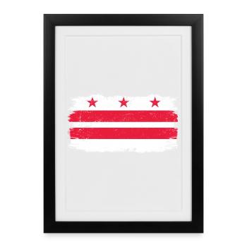 Washington D.C., Columbia USA, détresse du drapeau de la capitale - Affiche encadrée (27 × 37 cm) - noir - Devant