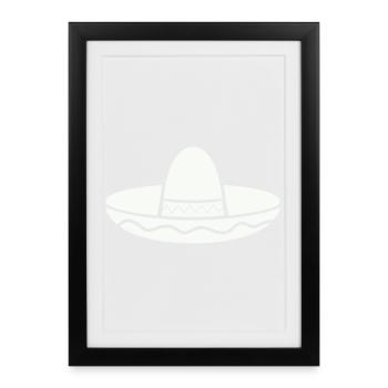 Patron Sombrero Fiesta sur la chemise - Affiche encadrée (27 × 37 cm) - noir - Devant