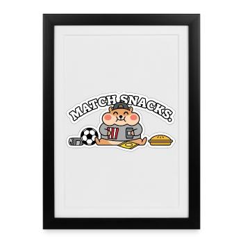 Match de hamster de foot drôle | Fan de snacks de football - Affiche encadrée (27 × 37 cm) - noir - Devant