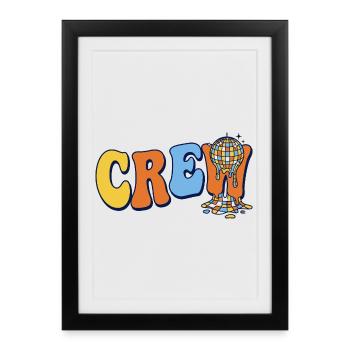 Cohésion de l’équipe Retro Crew Disco Ball Party - Affiche encadrée (27 × 37 cm) - noir - Devant