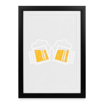 2 Bavarian beer mugs Prosten (beer / NEG 2C) - Framed poster (27 × 37 cm) - black - Front