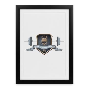 Logo Brave Strong Badass - Affiche encadrée (27 × 37 cm) - noir - Devant