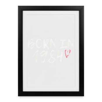 Born in 1984 writing heart - Framed poster (27 × 37 cm) - black - Front