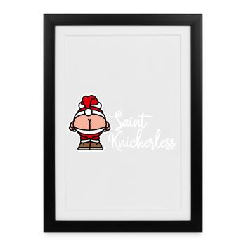 Jeu de mots du Père Noël St. Knickerless coquin Noël - Affiche encadrée (27 × 37 cm) - noir - Devant