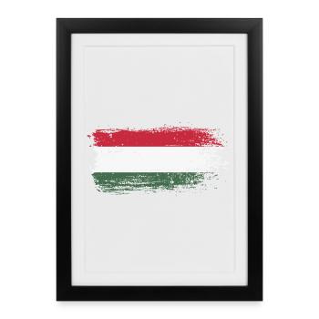 Drapeau Pinceau Hongrois - Affiche encadrée (27 × 37 cm) - noir - Devant