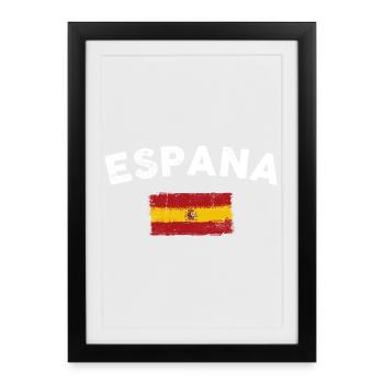 España Pinceau Drapeau Graphique - Affiche encadrée (27 × 37 cm) - noir - Devant