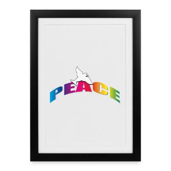 Peace with Dove Rainbow Colors - Framed poster (27 × 37 cm) - black - Front