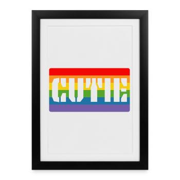 Tshirt arc-en-ciel LGBTQ Cutie LGBT lgbtqi queer - Affiche encadrée (27 × 37 cm) - noir - Devant
