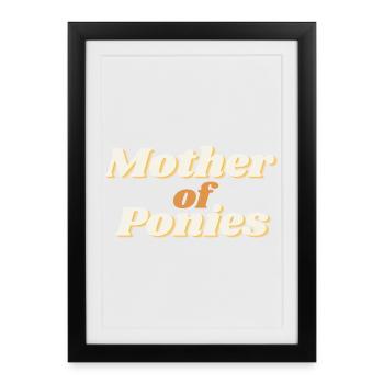 ! Mère de poneys - Mutter von Ponys - Affiche encadrée (27 × 37 cm) - noir - Devant