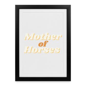 ! Mère des chevaux - Mutter von Pferden - Affiche encadrée (27 × 37 cm) - noir - Devant