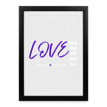 Love basketball blue - Affiche encadrée (27 × 37 cm) - noir - Devant