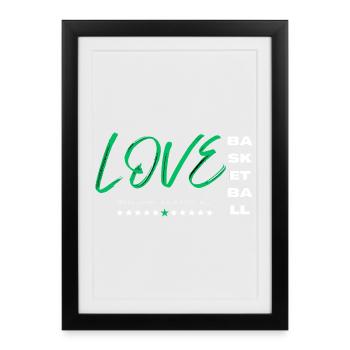 Love basketball green - Framed poster (27 × 37 cm) - black - Front