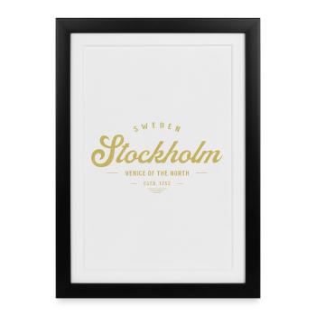 Stockholm Vintage Gold Logo - Affiche encadrée (27 × 37 cm) - noir - Devant