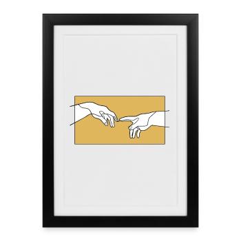 Création des mains d’Adam, inspiration Michel-Ange - Affiche encadrée (27 × 37 cm) - noir - Devant
