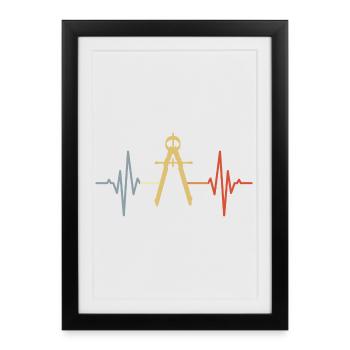 Cercle ECG Look rétro - Affiche encadrée (27 × 37 cm) - noir - Devant