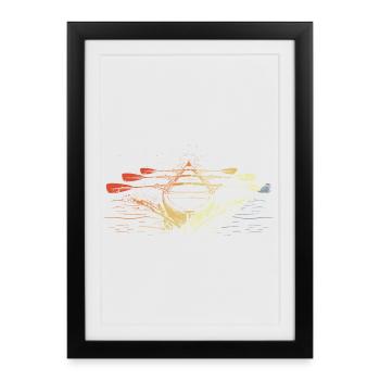Racing Rowing Boat Vintage Look - Framed poster (27 × 37 cm) - black - Front