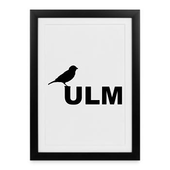 Lentilles Ulmer Spatz avec Spatzla Souabe - Affiche encadrée (27 × 37 cm) - noir - Devant