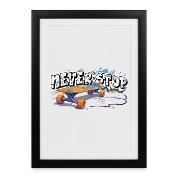 Farbiger Skateboard Graffiti Design - Gerahmtes Poster (27 × 37 cm) - Schwarz - Vorne