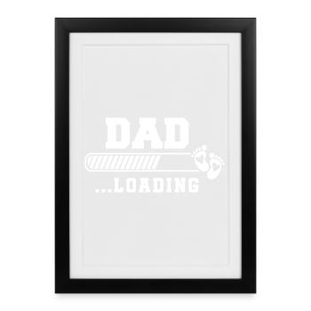 Père Enfant Lien Bébé Empreinte Design - Affiche encadrée (27 × 37 cm) - noir - Devant