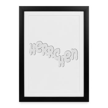 Herrchen Typo Grafik - Gerahmtes Poster (27 × 37 cm) - Schwarz - Vorne