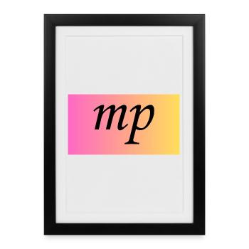 Mezzopiano Mittelleise - Musikalische Anweisung - Gerahmtes Poster (27 × 37 cm) - Schwarz - Vorne