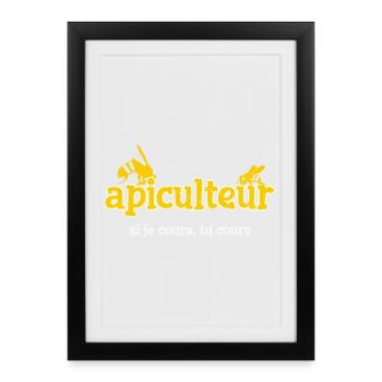 Beekeeper If I run, you run bee humor - Framed poster (27 × 37 cm) - black - Front