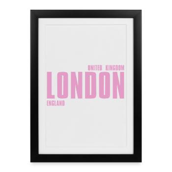 London Pink Bold Typography - Framed poster (27 × 37 cm) - black - Front
