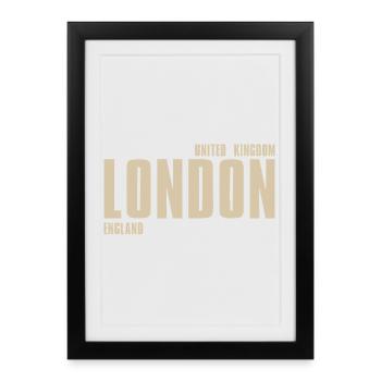 Typographie rétro de Londres - Affiche encadrée (27 × 37 cm) - noir - Devant