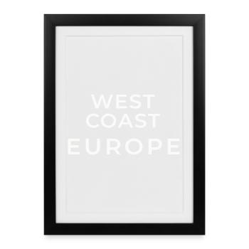 Typographie West Coast Europe - Affiche encadrée (27 × 37 cm) - noir - Devant