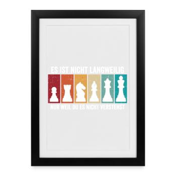 Retro Chess Pieces – Vintage Chess Design - Framed poster (27 × 37 cm) - black - Front