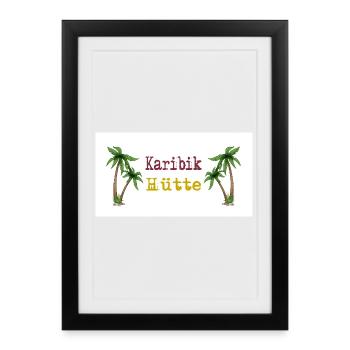 Idylle de l’île Caribbean Cabin Palm Trees - Affiche encadrée (27 × 37 cm) - noir - Devant