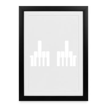 Klaviertasten Mittelfinger - Gerahmtes Poster (27 × 37 cm) - Schwarz - Vorne