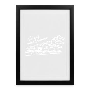 Moi et mes abonnés - Camping-car - Embouteillage - Affiche encadrée (27 × 37 cm) - noir - Devant