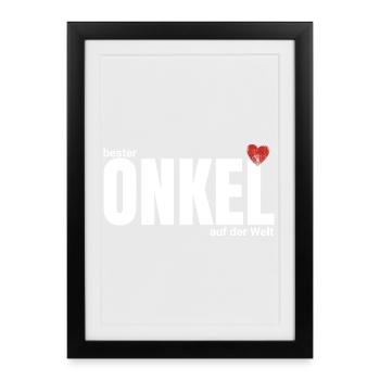 Bester Onkel der Welt – Großschrift - Gerahmtes Poster (27 × 37 cm) - Schwarz - Vorne