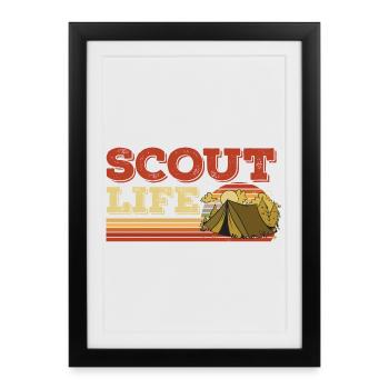 Camp de loisirs Retro Scout Scout Life - Affiche encadrée (27 × 37 cm) - noir - Devant