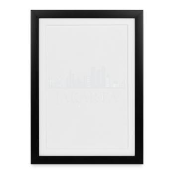 Jakarta Skyline, Jakarta Indonésie - Affiche encadrée (27 × 37 cm) - noir - Devant