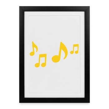 Yellow Musical Notes Contrast - Framed poster (27 × 37 cm) - black - Front