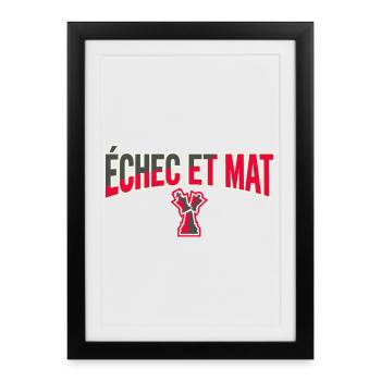 Logo Échec et Mat Rouge Roi Noir en Difficulté - Affiche encadrée (27 × 37 cm) - noir - Devant