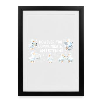 Peu importe votre voix, je reste à l'écoute - Affiche encadrée (27 × 37 cm) - noir - Devant