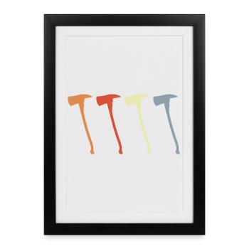 Hache de pompier vintage - Affiche encadrée (27 × 37 cm) - noir - Devant