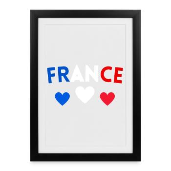 Drapeau France Cadeau Homme Femme France Cadeau - Affiche encadrée (27 × 37 cm) - noir - Devant