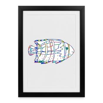 poisson - Affiche encadrée (27 × 37 cm) - noir - Devant