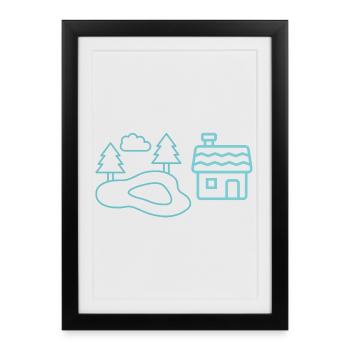 Waldsee-Häuschen Silhouetten - Framed poster (27 × 37 cm) - black - Front