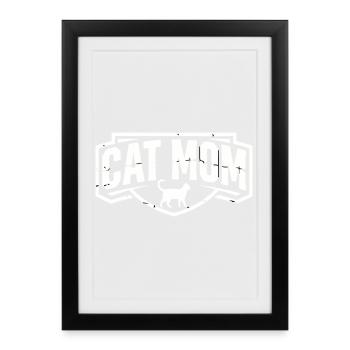Blason vintage de la Cat Mom - Affiche encadrée (27 × 37 cm) - noir - Devant