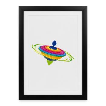 Toupie coloré - Affiche encadrée (27 × 37 cm) - noir - Devant