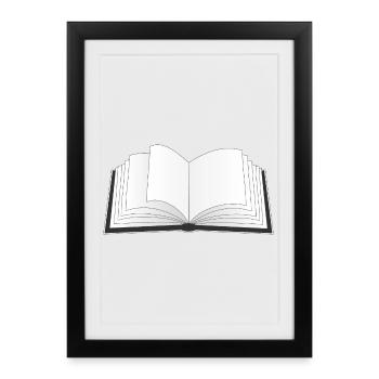 un livre ouvert pour le rat de bibliothèque ou le rat de bibliothèque - Affiche encadrée (27 × 37 cm) - noir - Devant