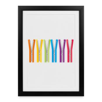 open zippers with colorful ribbons - Framed poster (27 × 37 cm) - black - Front
